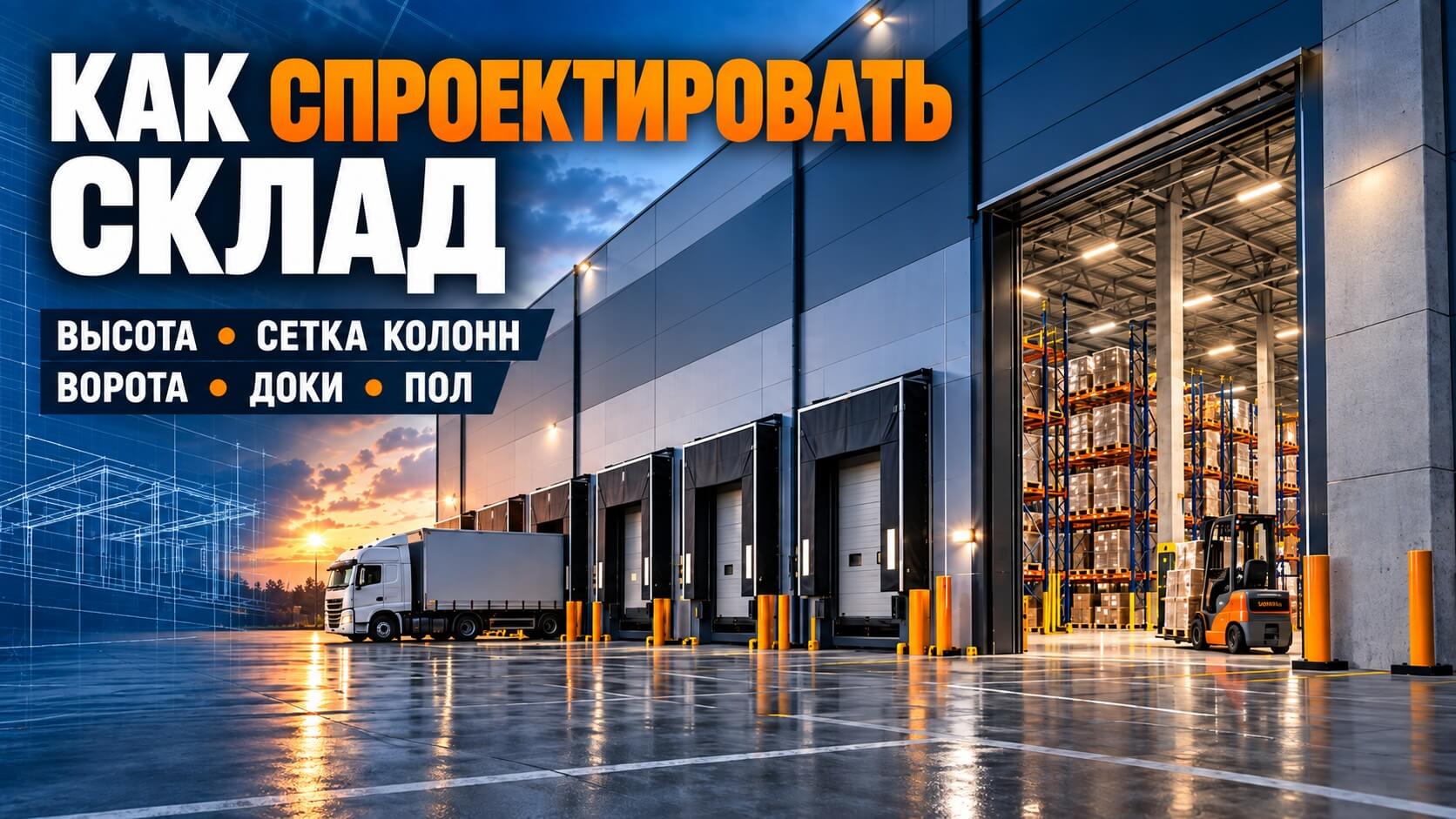 Как правильно спроектировать склад: высота, сетка колонн, ворота, доки и пол