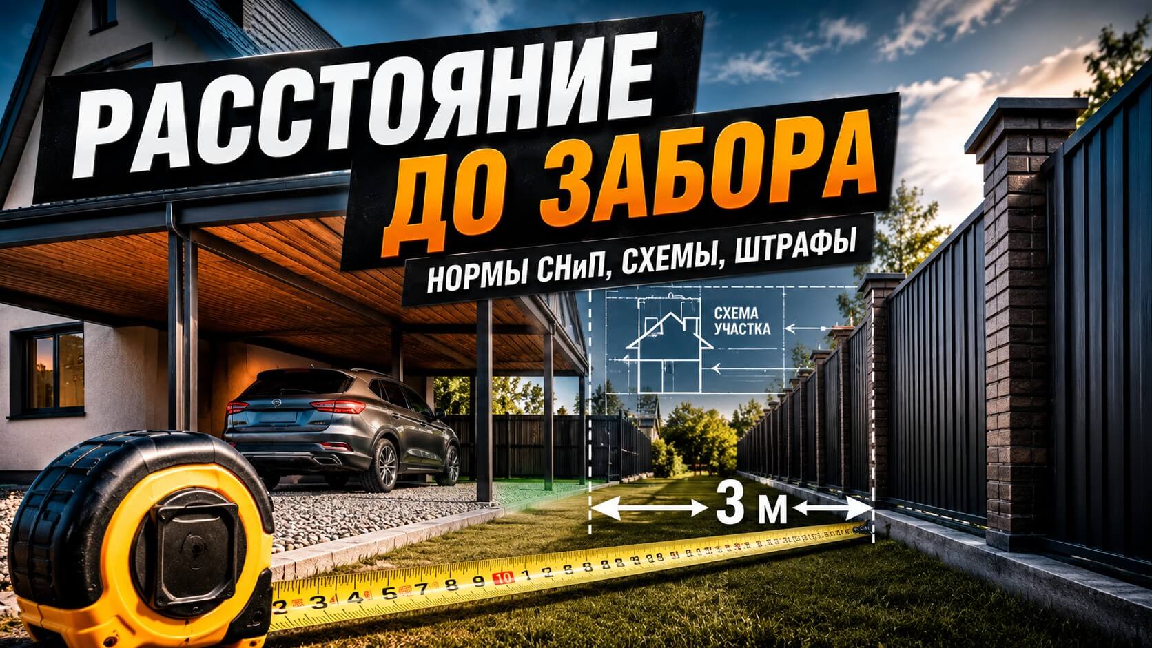На каком расстоянии от забора можно строить навес в 2026 году? Разбираем нормы СНиП и хитрости планировки