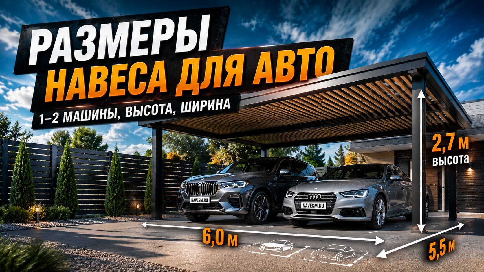 Размеры навеса для одного и двух авто: схемы, ошибки и стандарты комфорта